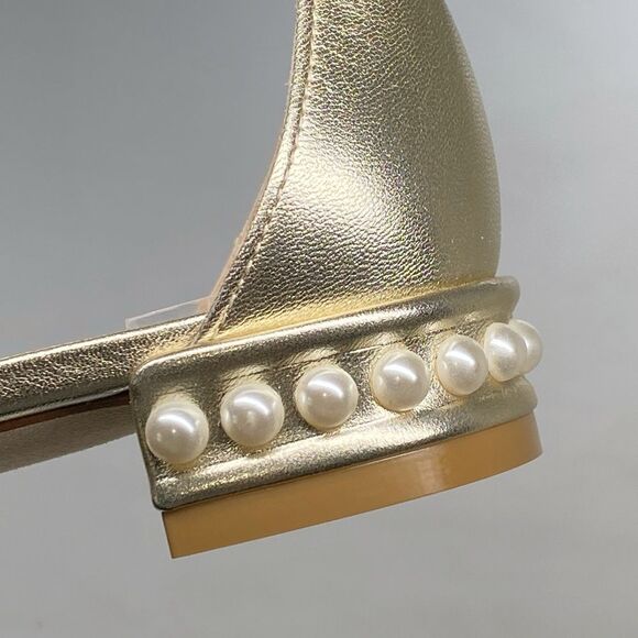 Stuart Weitzman Metallic Leather Embellished Sandals size 9 - Picture 5 of 11